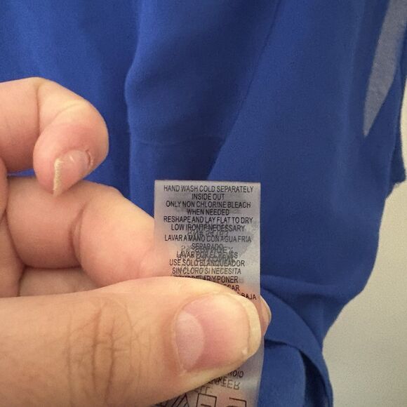 Calvin Klein Royal Regatta Blue Chiffon Overlay Short Sleeve Top 1X Plus - Picture 7 of 7